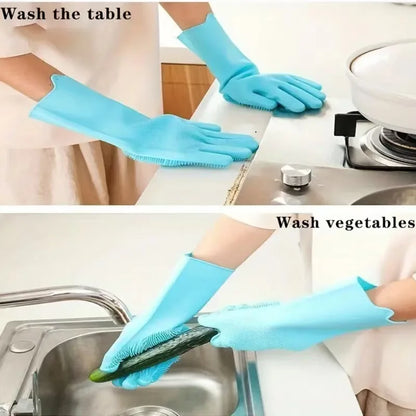 Pet Bathing Glove - Silicone Scrubber Mitt for Dogs & Cats, Massage & Deshedding, Waterproof (Blue/Pink)