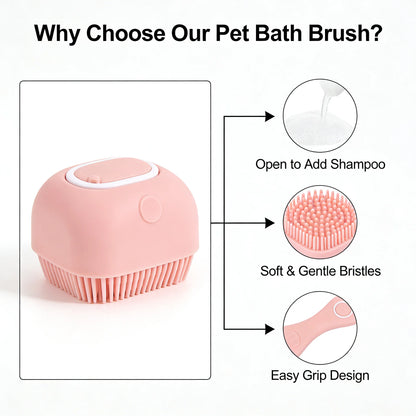 Soft Silicone Pet Massage Shampoo Dispenser Brush Rubber Bristle for Dogs and Cats
