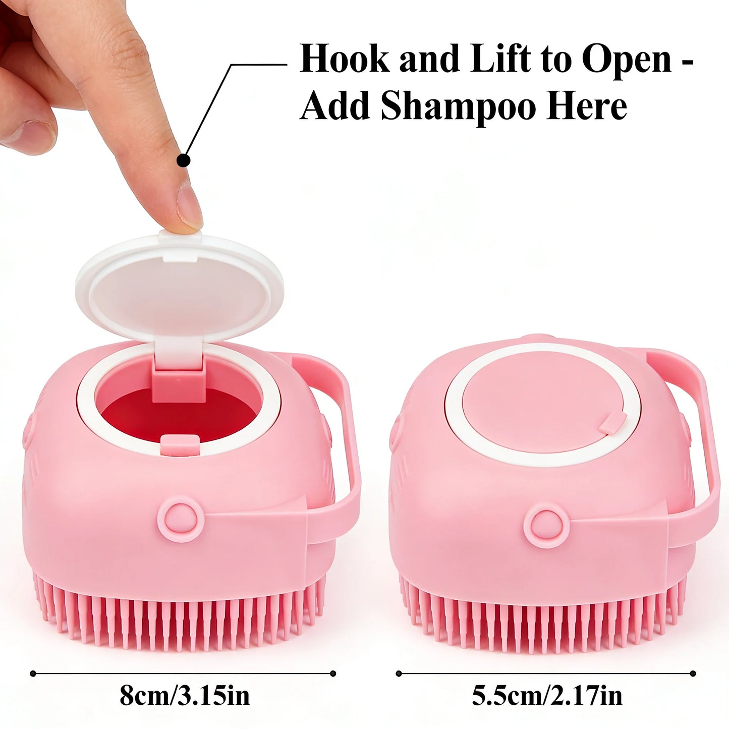 Soft Silicone Pet Massage Shampoo Dispenser Brush Rubber Bristle for Dogs and Cats