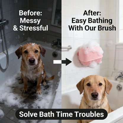 Soft Silicone Pet Massage Shampoo Dispenser Brush Rubber Bristle for Dogs and Cats