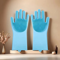 Pet Bathing Glove - Silicone Scrubber Mitt for Dogs & Cats, Massage & Deshedding, Waterproof (Blue/Pink)