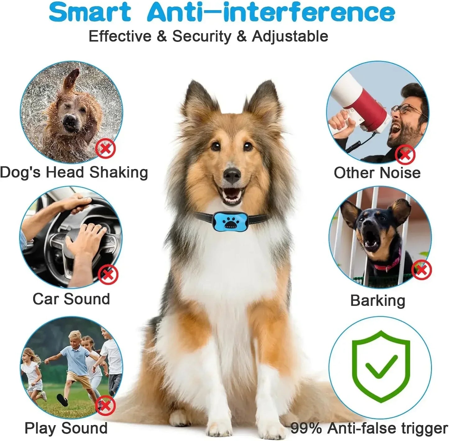 Anti Barking Device USB Rechargeable Dogs Training Collar Ultrasonic Stop Barking Vibration and Beep