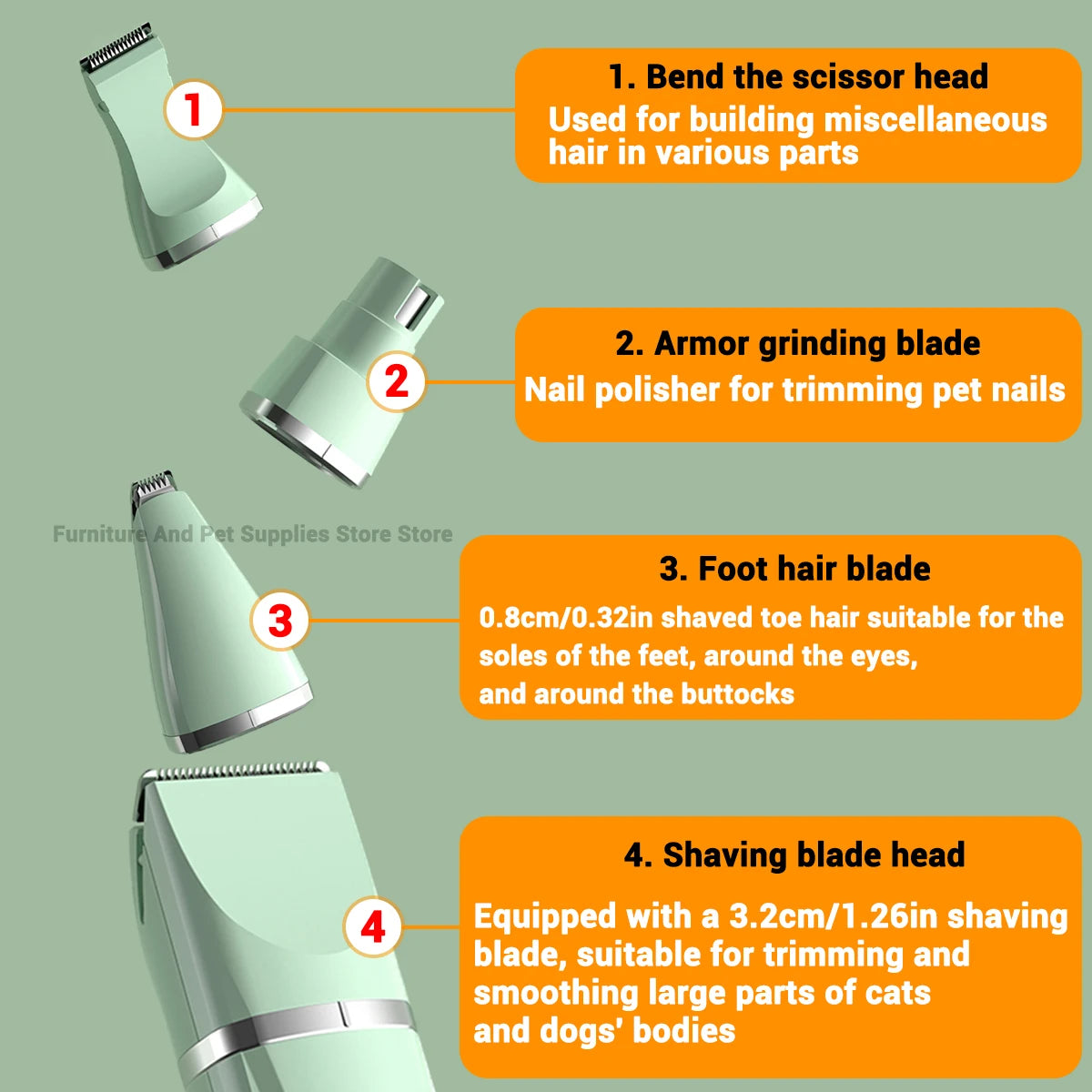 4-in-1 Electric Pet Multi functional Beauty Hair Clipper Rechargeable