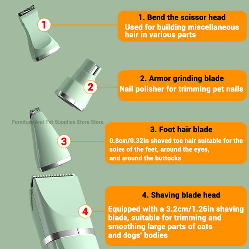 4-in-1 Electric Pet Multi functional Beauty Hair Clipper Rechargeable
