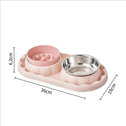 Pet stainless steel double slow food bowl