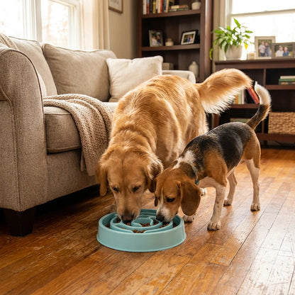 Slow Feeder Food Bowl - Non-Slip Interactive Maze Bowl for Dogs & Cats, Prevents Bloat & Choking, Healthy Eating Design
