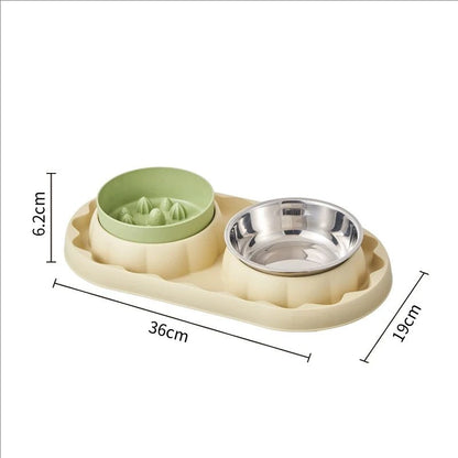Pet stainless steel double slow food bowl