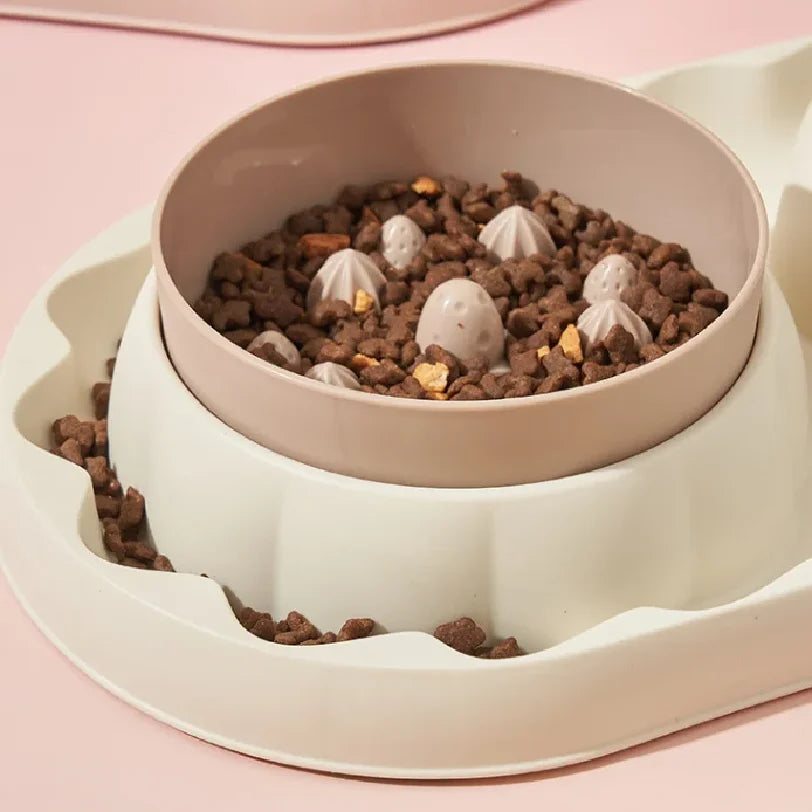 Pet stainless steel double slow food bowl