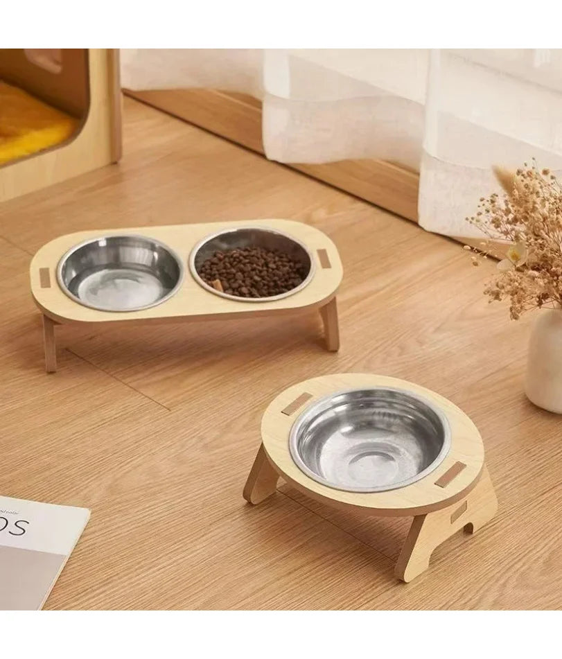Pet Food Bowl with Anti-Knockover Stand