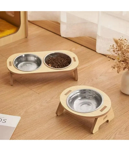 Pet Food Bowl with Anti-Knockover Stand