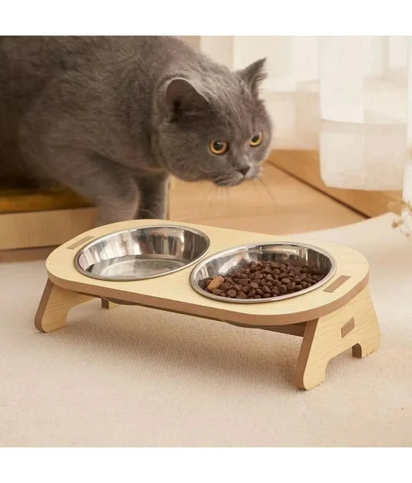 Pet Food Bowl with Anti-Knockover Stand