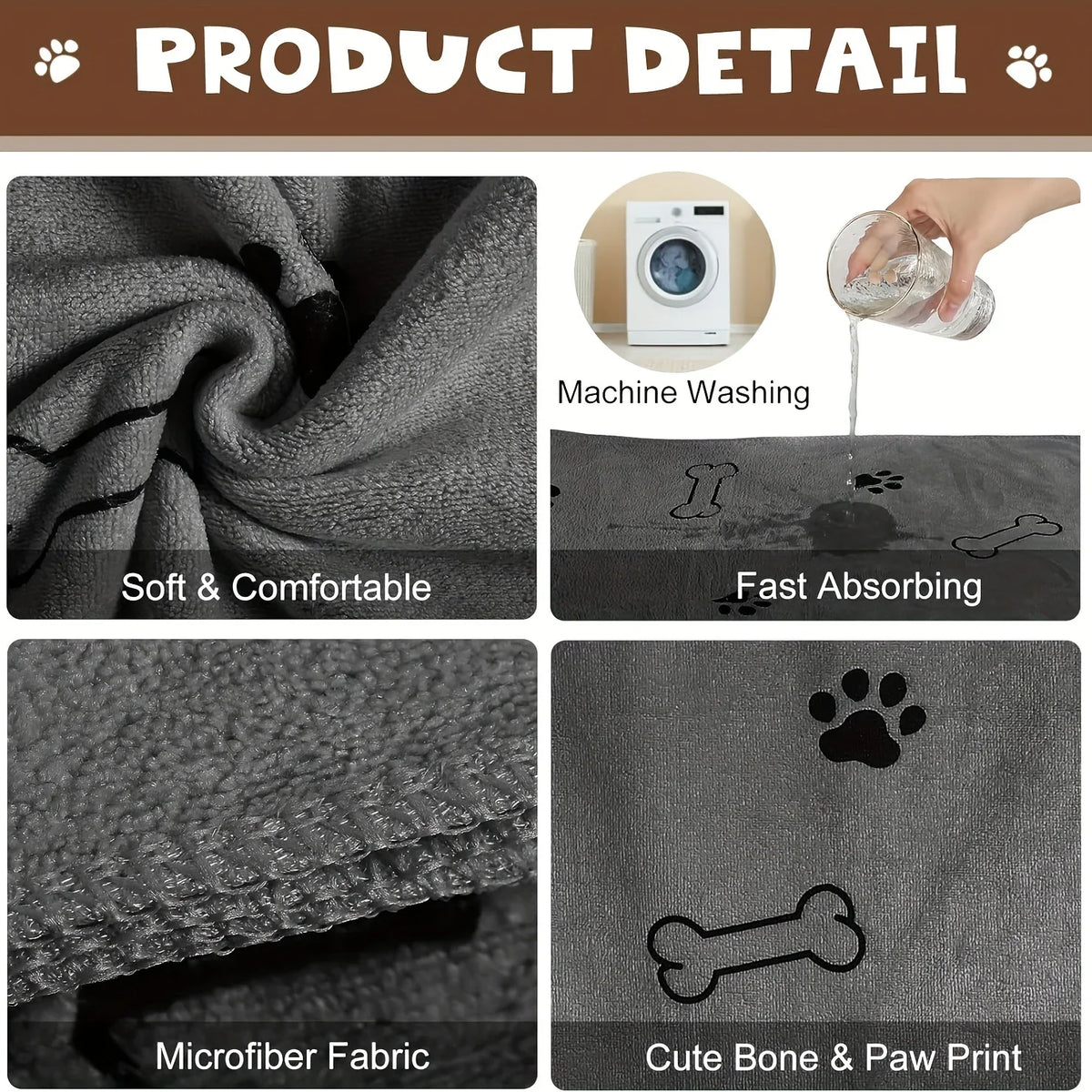 Quick-Drying Microfiber Absorbent Pet Towel