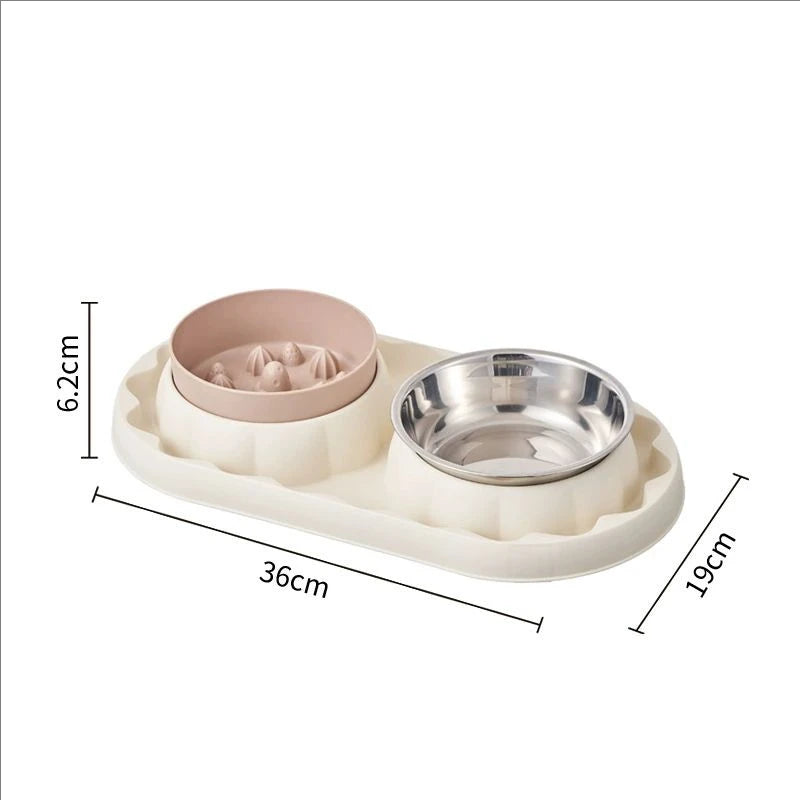 Pet stainless steel double slow food bowl
