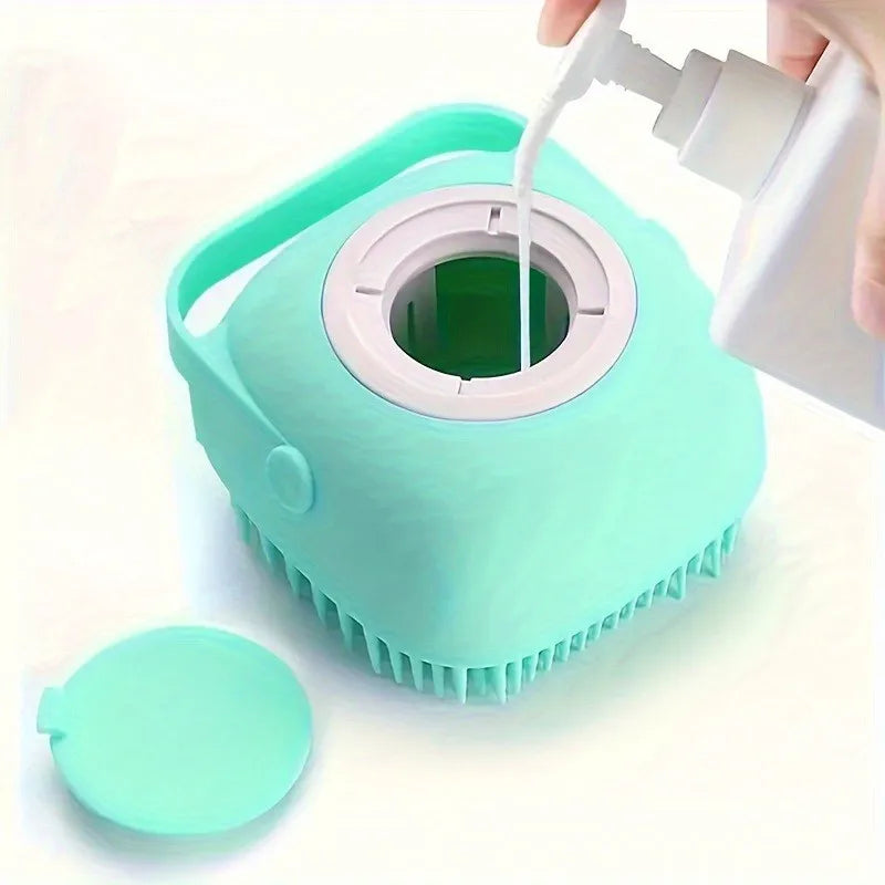 Soft Silicone Pet Massage Shampoo Dispenser Brush Rubber Bristle for Dogs and Cats