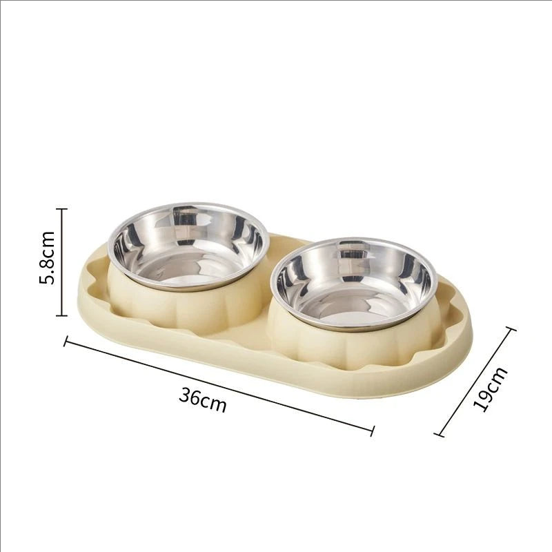 Pet stainless steel double slow food bowl