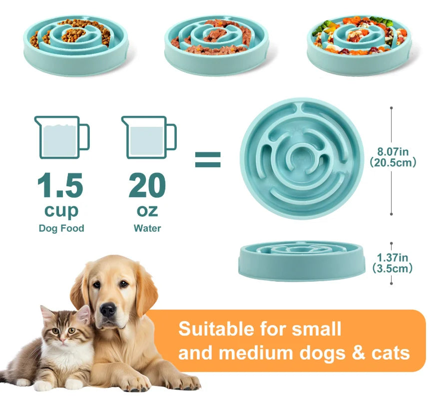 Slow Feeder Food Bowl - Non-Slip Interactive Maze Bowl for Dogs & Cats, Prevents Bloat & Choking, Healthy Eating Design