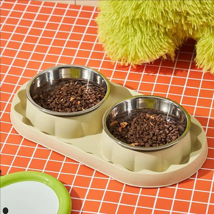 Pet stainless steel double slow food bowl