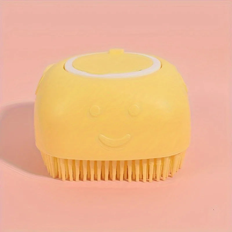 Soft Silicone Pet Massage Shampoo Dispenser Brush Rubber Bristle for Dogs and Cats