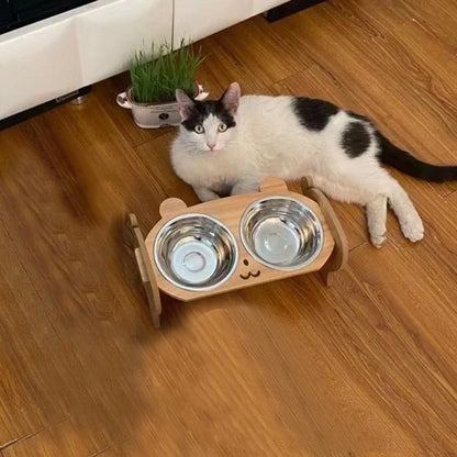 Pet Food Bowl with Anti-Knockover Stand