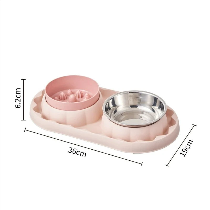 Pet stainless steel double slow food bowl